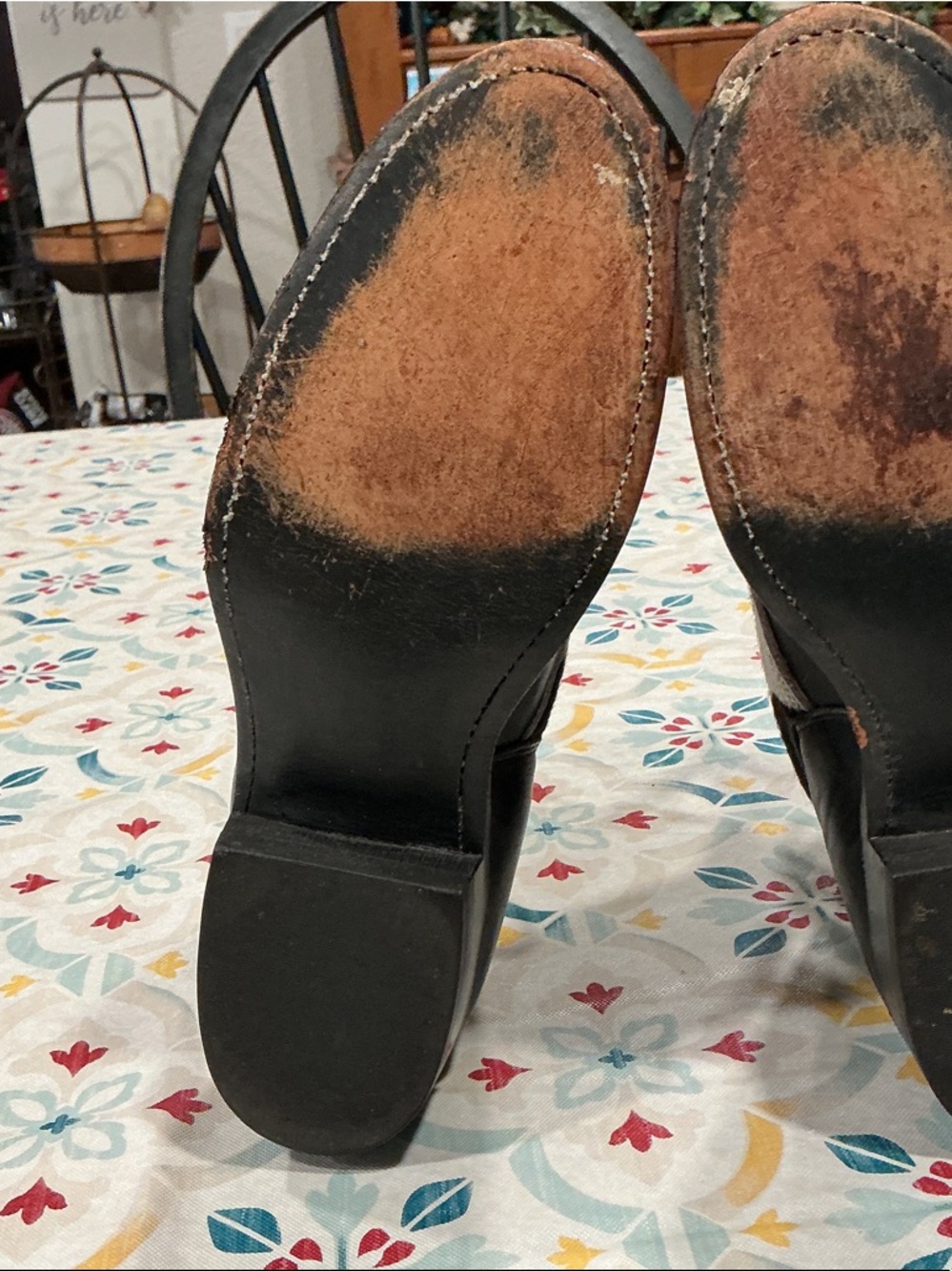 Larry Mahan Black Leather & White/Brown Cowhide Lace-Up Boots size 6 1/2 - Picture 7 of 7